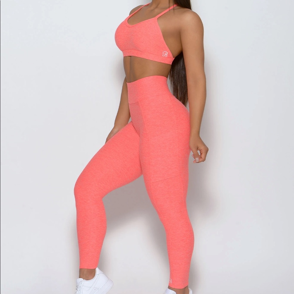 Bombshell Sportswear Coral Set Small - Braid Back Sports Bra & Curve Leggings
